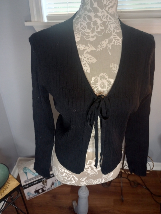 Sweaters - 2‎ For $10 Black Ribbed Tie-Front Cardigan Khol's